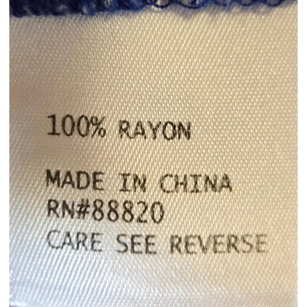 Cynthia Rowley Woman Blue Geometric V-Neck Tunic Blouse 1X Rayon 3/4 Sleeve - Picture 6 of 8